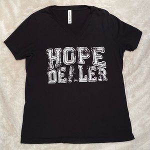 Hope Dealer Screen Printed Distressed V-Neck Tee